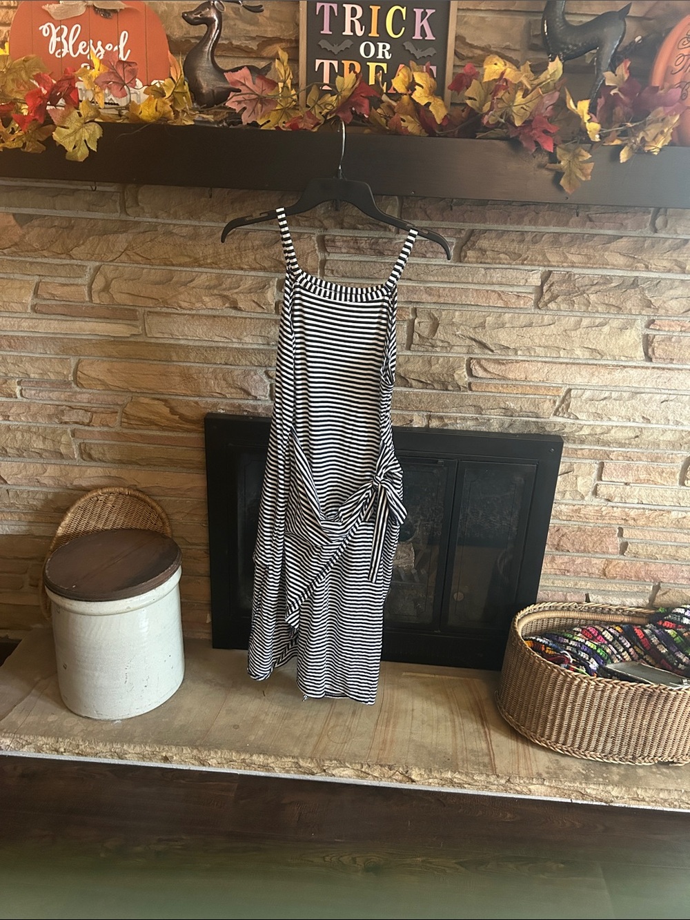 Striped Black & White Tie-Waist Sundress